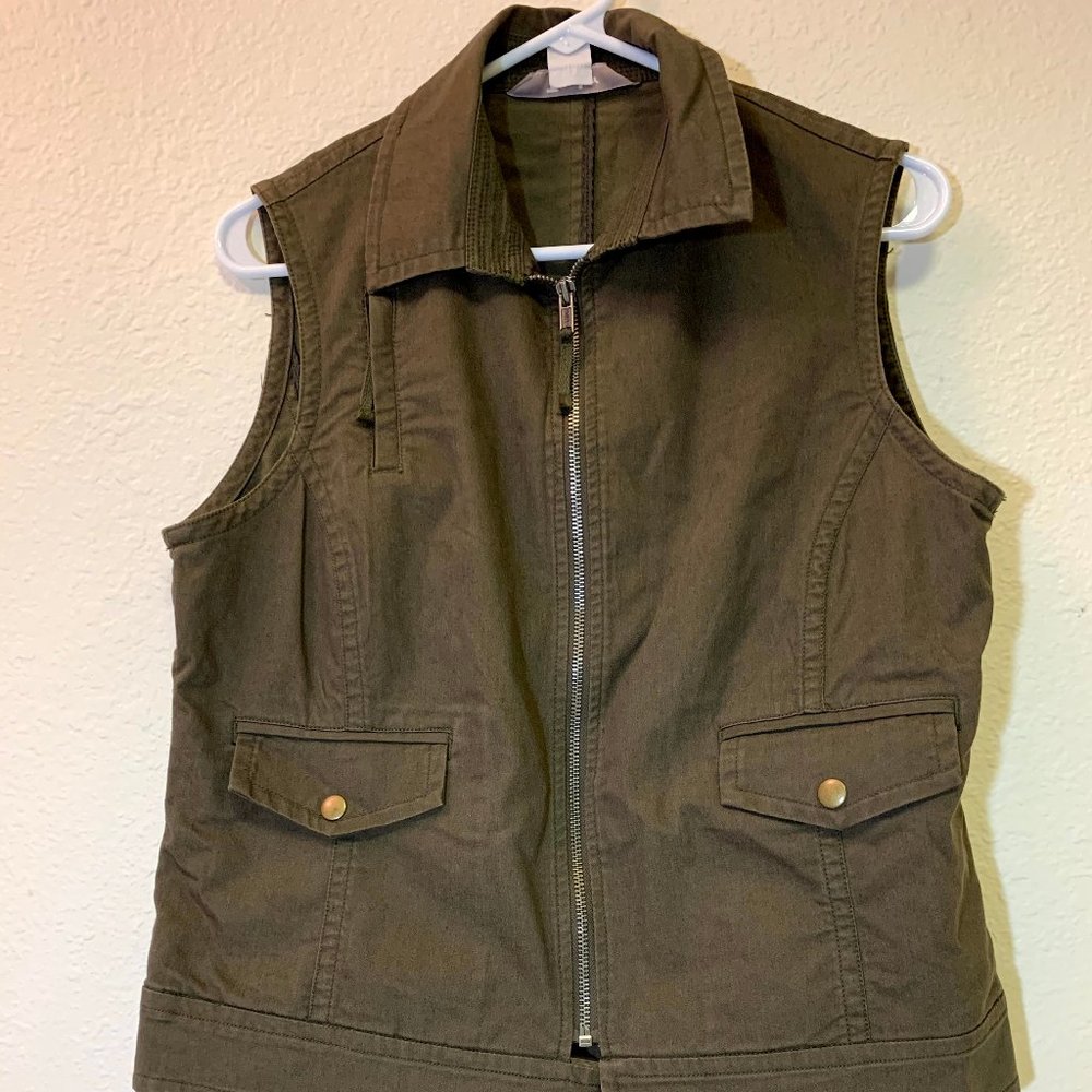 Army green zip vest